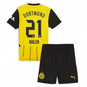 Billiga Borussia Dortmund Donyell Malen #21 Hemmatröja Barn 2024-25 Kortärmad (+ Korta byxor)